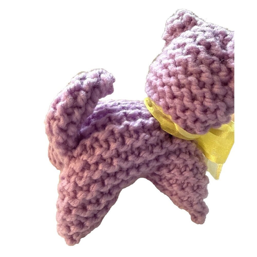 Handmade Purple Pink Crochet Cat Stuffy Plush Squishy Amigurumi Soft 5.5”